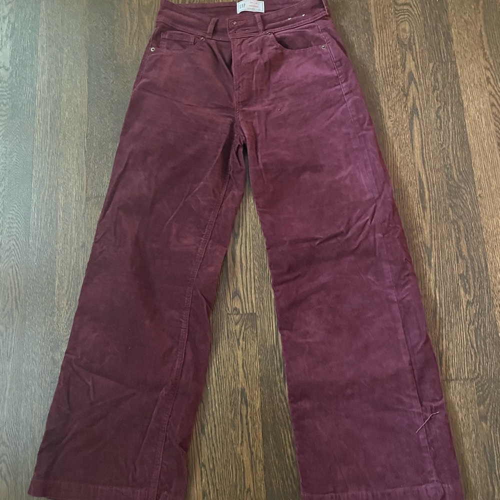 GAP Burgundy Corduroy Wide Leg Casual Pants
